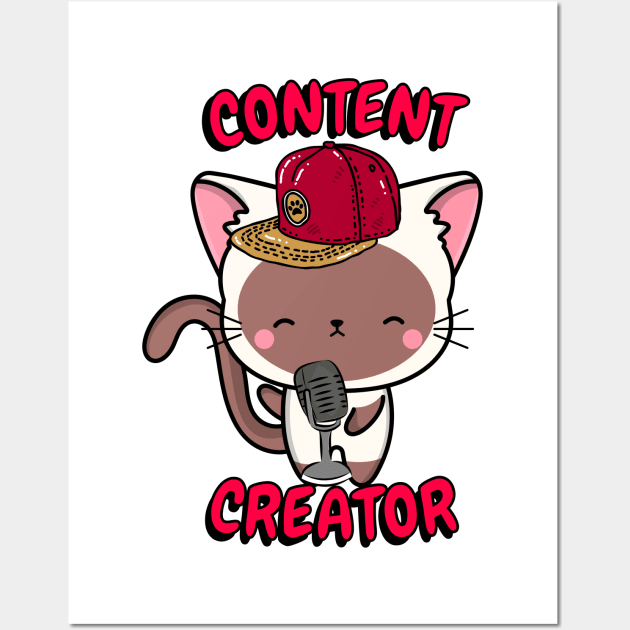 Cute White cat is a content creator Wall Art by Pet Station